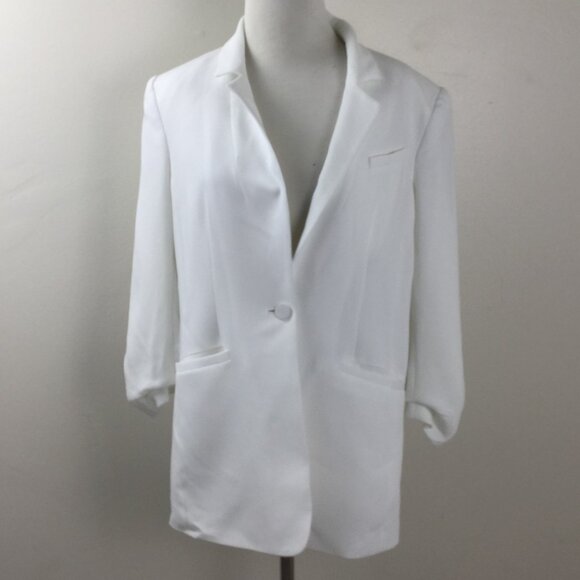 Cinq a Sept White Khloe Ruched-Cuff Blazer 8 - Picture 4 of 14